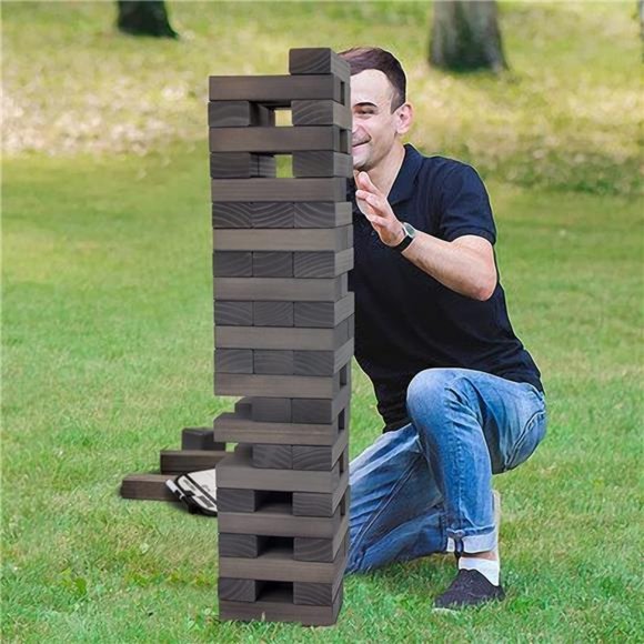 54Pieces Giant Tumble Tower Blocks Game Giant Wood Stacking Game with 1 Dice Set - Picture 6 of 7